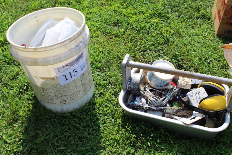 lot 115 image: Tools, Parts, Hardware - Telephone Cable, Paint Brushes, Ear Protection, And More