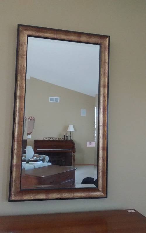 lot 8 image: Large Framed Bevelled Mirror (53x30)
