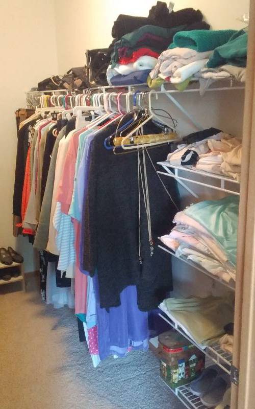 lot 31 image: Complete Contents Of Walk-In Closet Ladies Plus Size Clothing 3x-5x, Shoes Size 1112, Purses, More