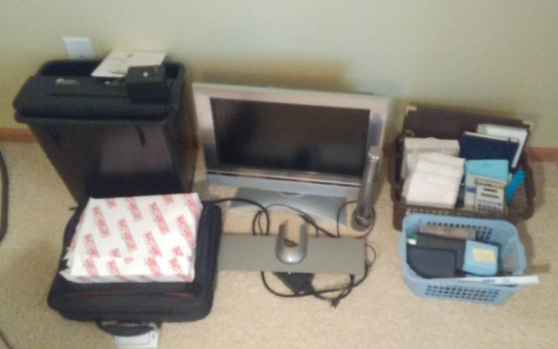 lot 36 image: Zenith 17 LCD TVMonitor, Paper Shredder, Other Office Related Items