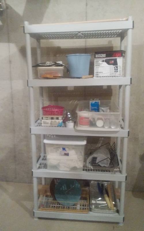 lot 86 image: Heavy Duty Plastic Shelf With Contents 36x18x74
