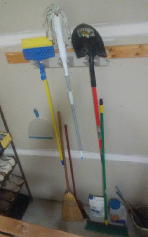 lot 92 image: Shovel, Mop, Brooms, Bucket, Misc