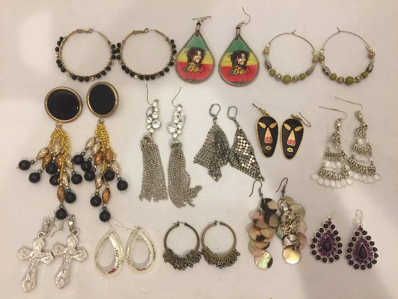 lot 357 image: Pierced Earrings - Hoops, Drop, More