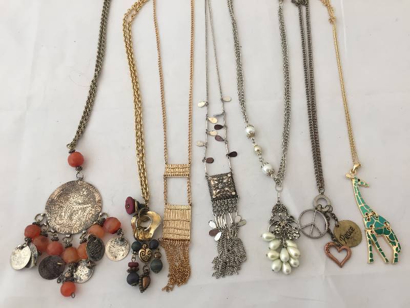 lot 243 image: Necklaces - Long Chain Dangle Pendants