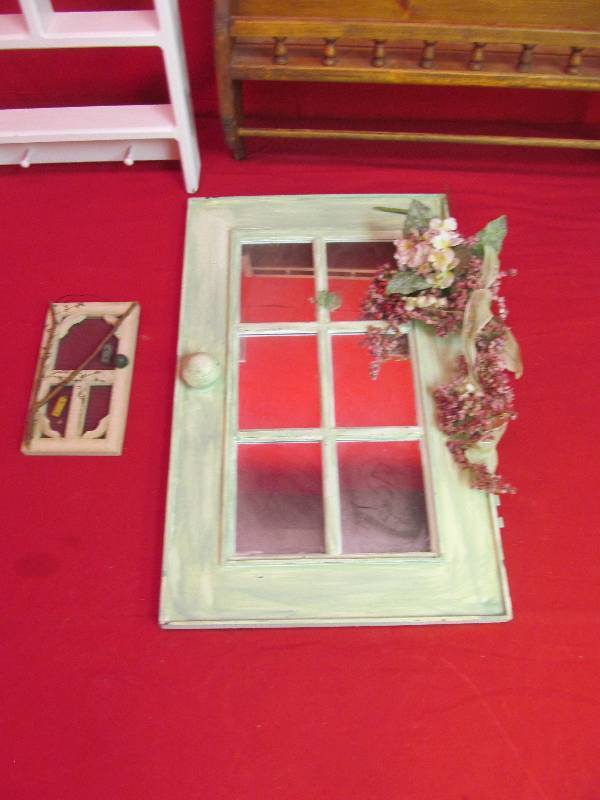 2 Wood Shelves - Replica 6 Panel Door Dcor - Small Screen Door Dcor