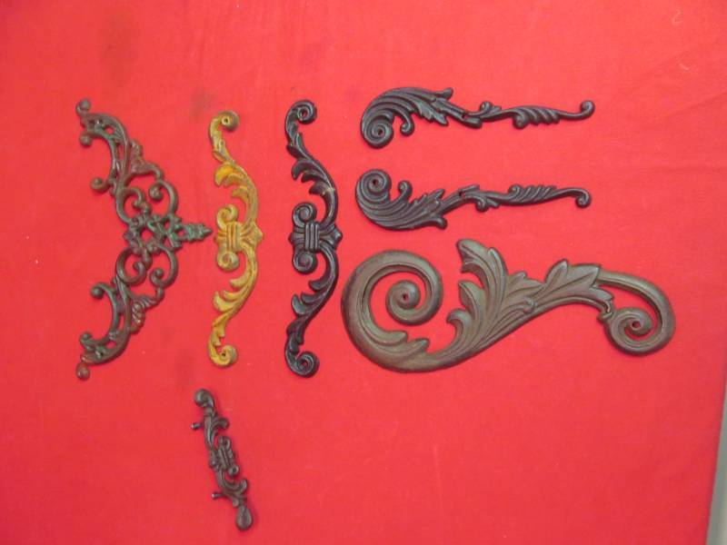Group of Vintage Cast Iron Scroll Trim