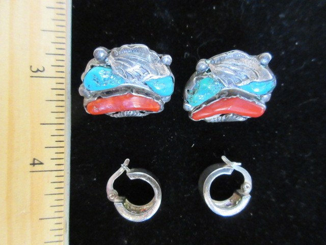 925 NAVAJO AND GEMSTONE EARRINGS