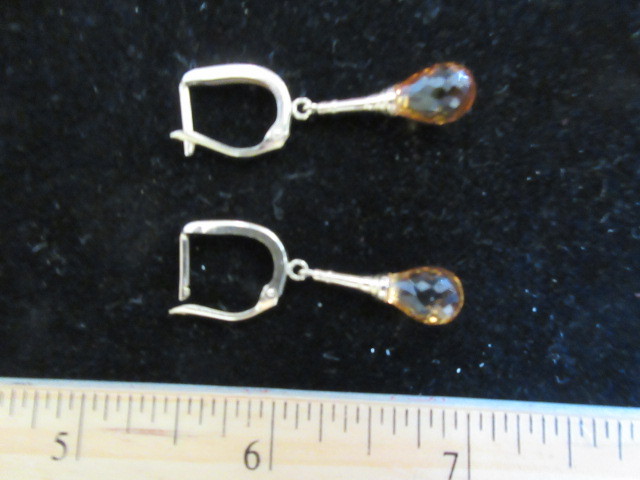 14K YELLOW GOLD CITRINE BRIOLETTE DANGLE LEVERBACKS