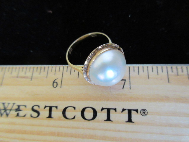 14K YELLOW GOLD PEARL RING