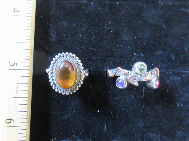 TWO 925 GEMSTONE RINGS