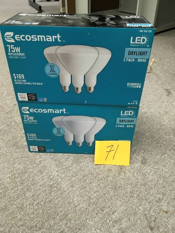 lot 71 image: Ecosmart 15W Equivalent Daylight BR40 Dimmable LED Light Bulb (3-Pack) not used