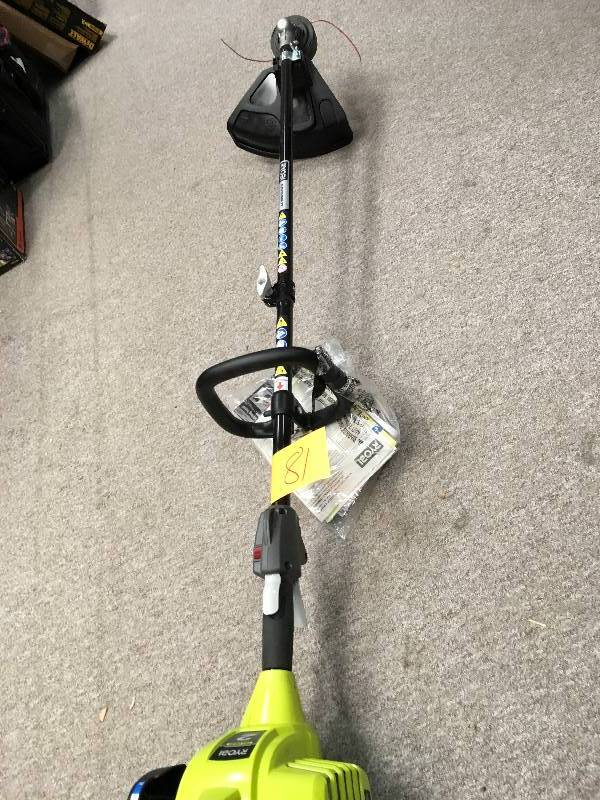 lot 81 image: Ryobi 2-Cycle 25 cc Gas Full Crank Straight Shaft String Trimmer in working conditions