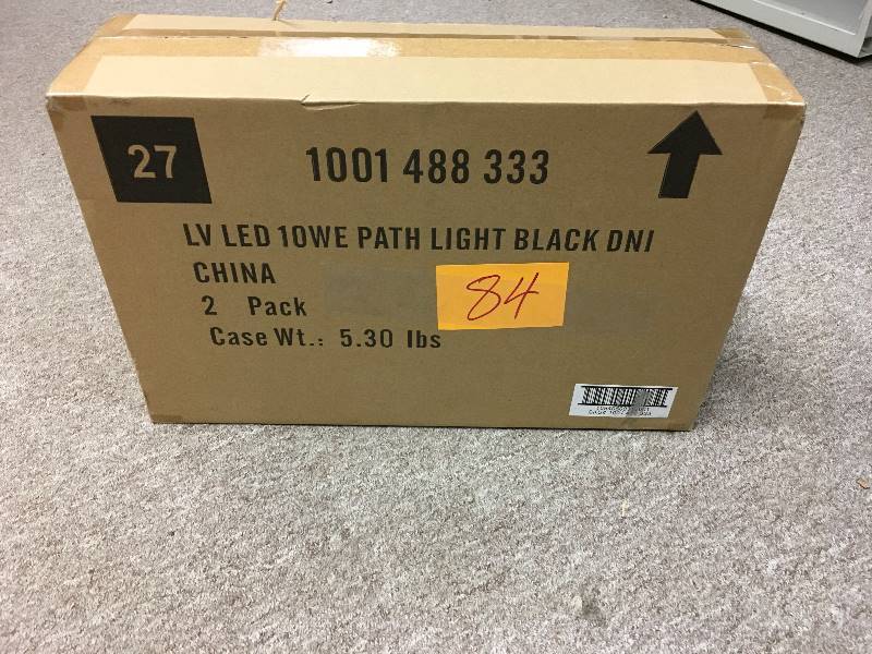 lot 84 image: Hampton Bay Low-Voltage Black Outdoor Integrated LED Landscape Path Light with Shade Details 2 pack new