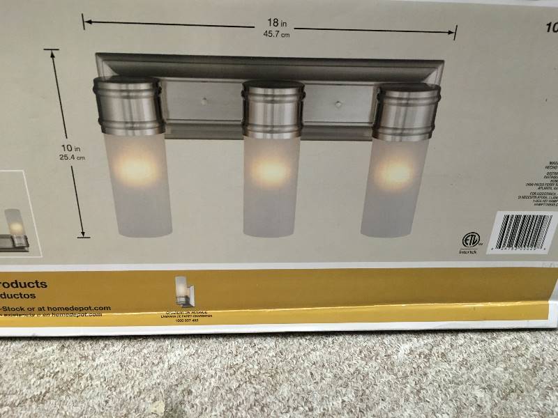 lot 86 image: Hampton Bay 3-Light Brushed Nickel Wall Vanity Fixture new