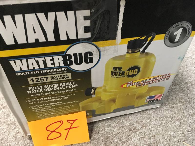 lot 87 image: WAYNE 0.16 HP WaterBUG Submersible Utility Pump with Multi-Flo Technology in good conditions