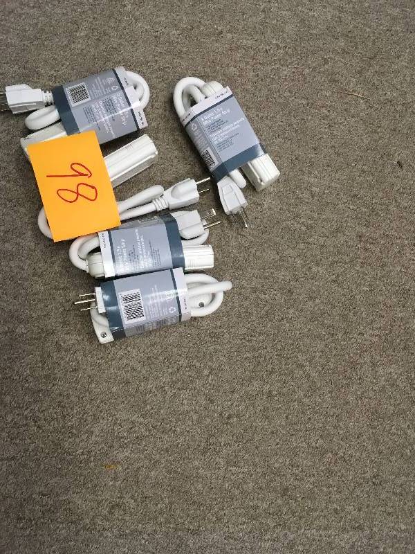 lot 98 image: 3-Outlet Mini Power Strip Surge Protector with 1.5 ft. Cord lot of 5