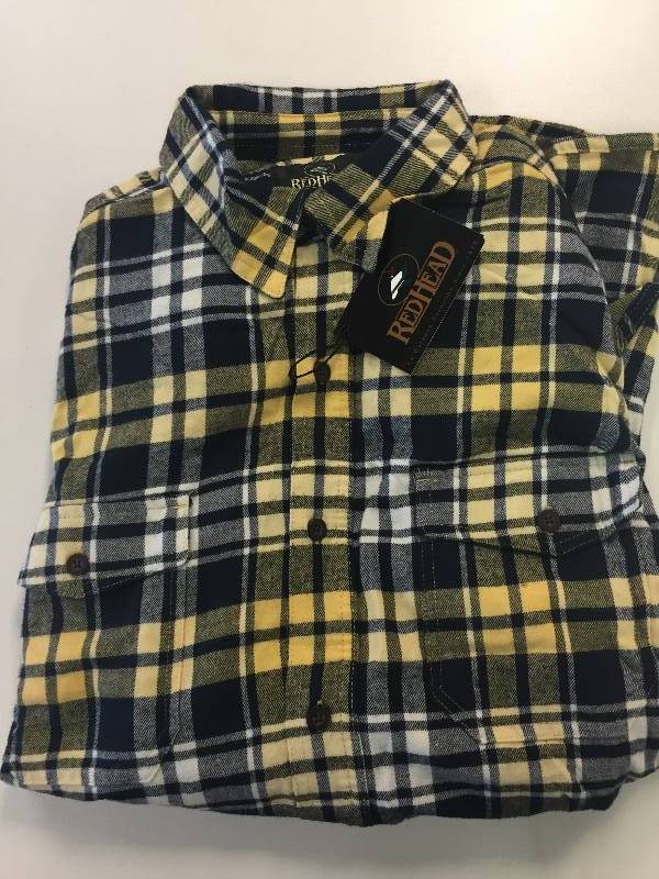 New RedHead Yellowblue Adult Large Flannel Shirt