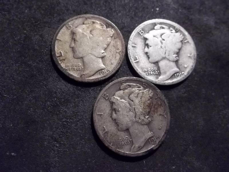 1919 P. D. S Mercury Dimes