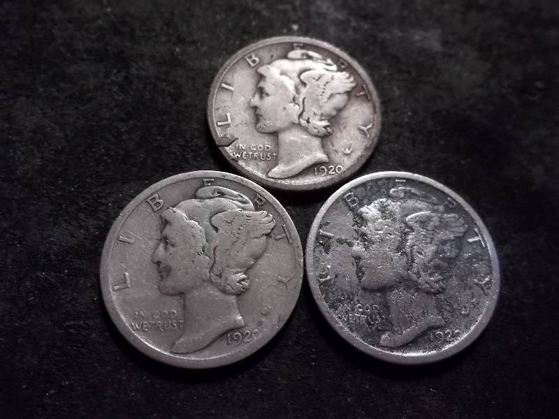 1920 P. D. S Mercury Dimes