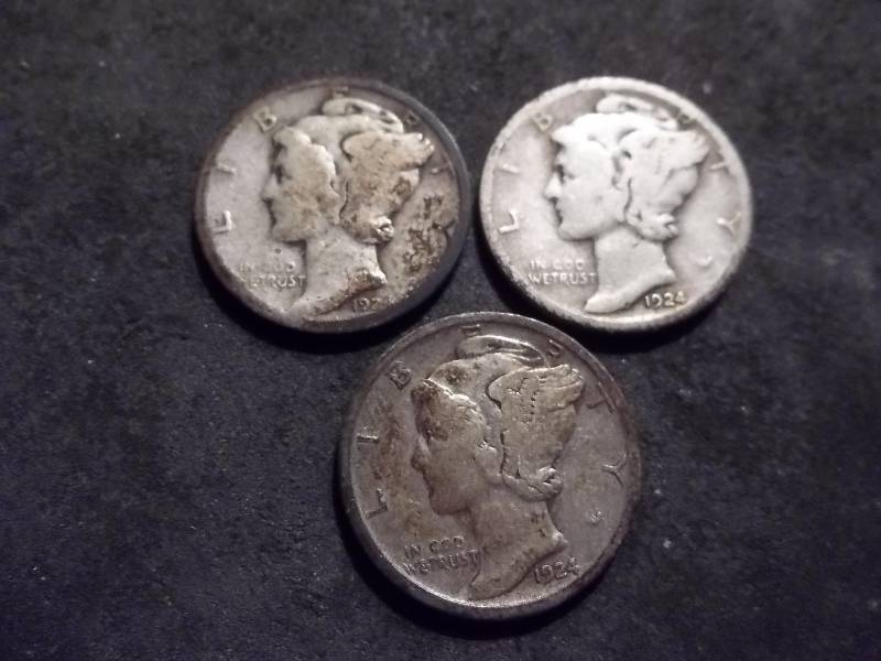 1924 P. D. S Mercury Dimes