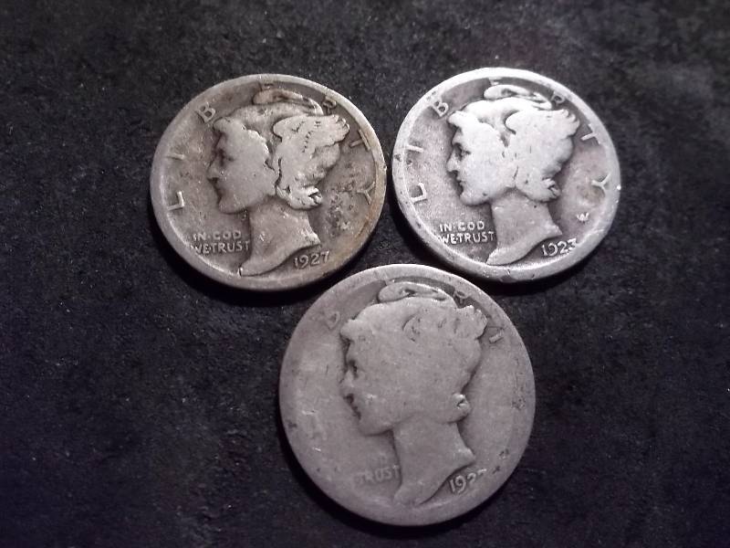 1927 P. D. S Mercury Dimes