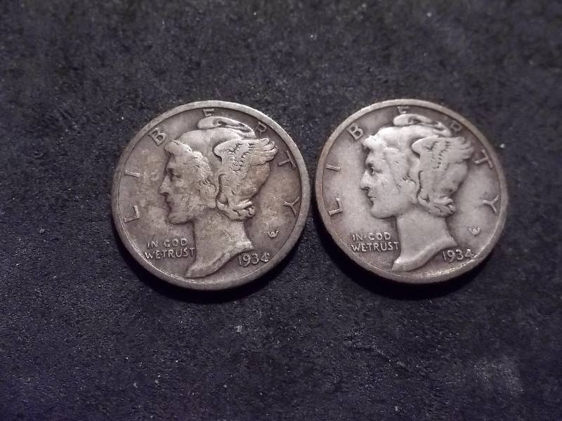 1934, 1934 D Mercury Dimes
