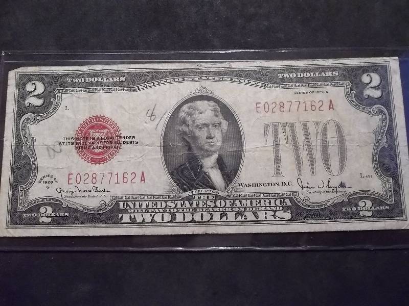Two Dollar US Note Red Seal 1928 G