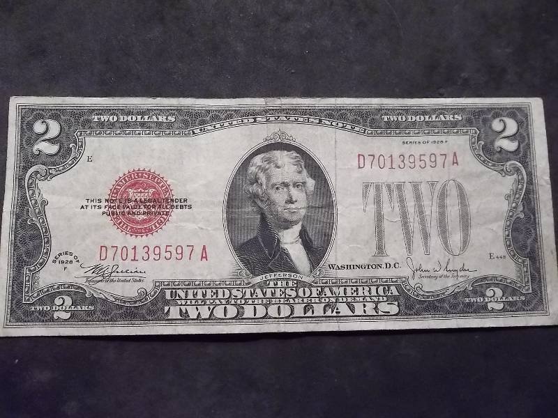 Two Dollar US Note Red Seal 1928 F