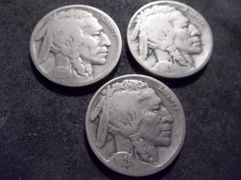 1926, 1926 D, 1926 S Buffalo Nickels