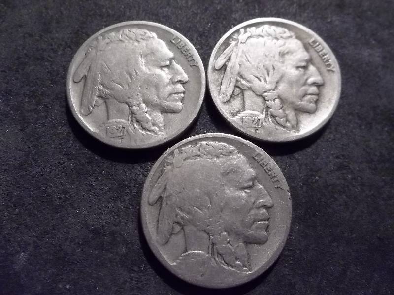 1927, 1927 D, 1927 S Buffalo Nickels