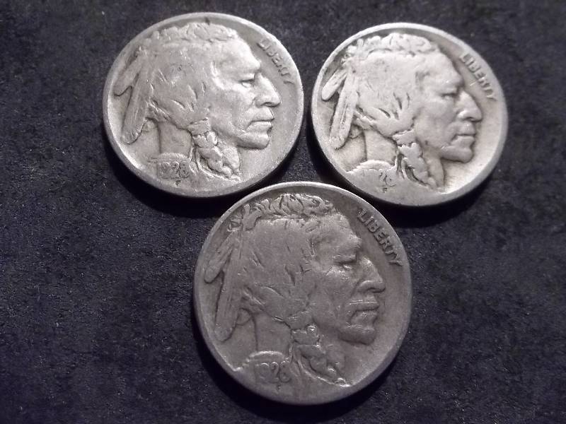 1928, 1928 D, 1928 S Buffalo Nickels
