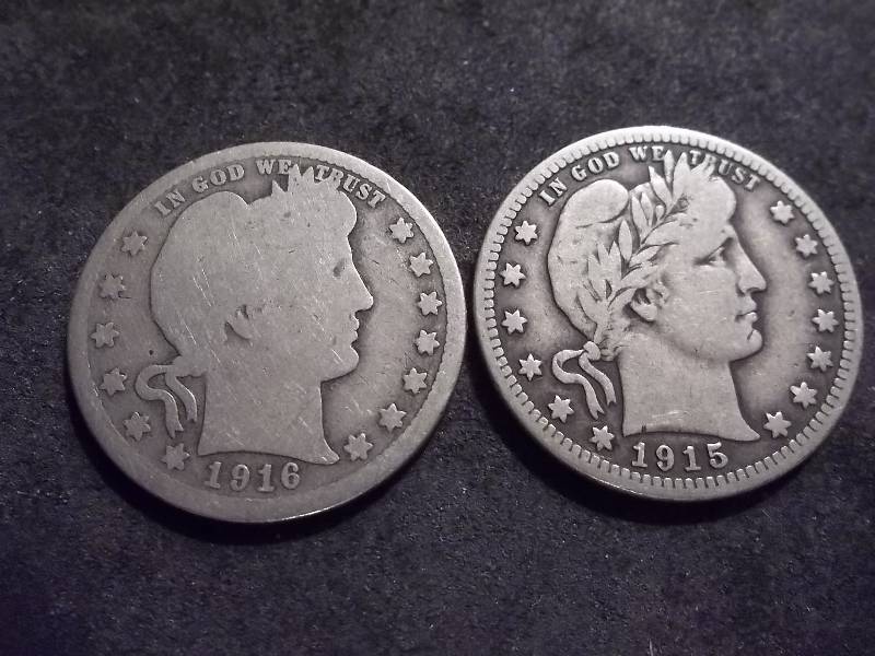 1915, 1916 D Barber Quarters