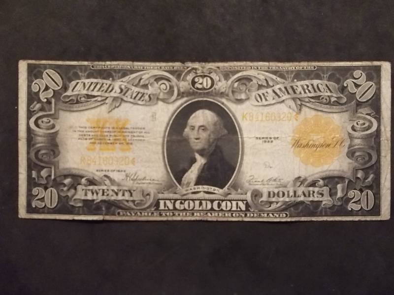 Twenty Dollar Gold Certificate 1922 Series
