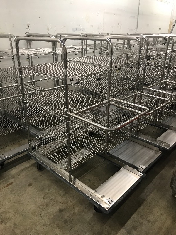 Lot of two wire rack rolling shelvescarts