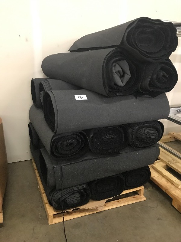 Pallet of black felt rolls