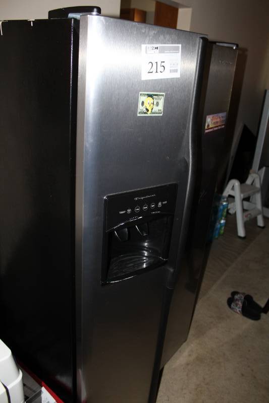 lot 215 image: Frigidaire Stainless Steel Side-by-Side Refrigerator Freezer