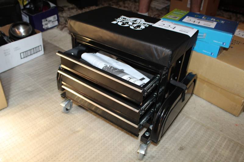 lot 224 image: Sutherlands 100 Year Cabinet Stool Job Cart w Manual