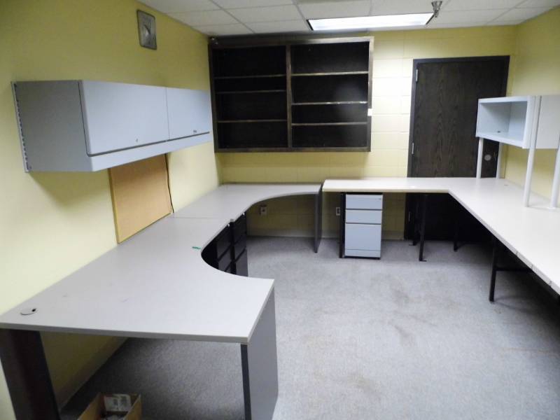 lot 2 image: Tables - Desk - Hanging Cabinets - Shelves