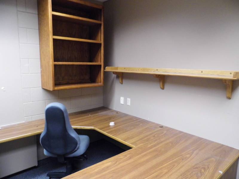 lot 114 image: Desk - File Cabinets - Hanging Shelf - Chair