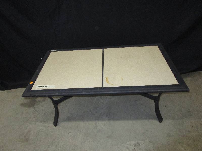lot 7 image: Outdoor Metal Table with Slate Top, 40 X 22 X 18 12