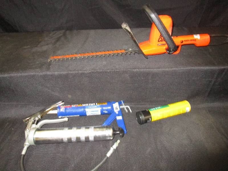 lot 85 image: Black and Decker Hedge Trimmer (No Cord), Caulking Gun