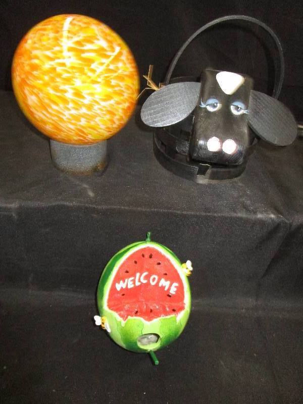 lot 125 image: Light, Cow Basket, Watermelon Bird House