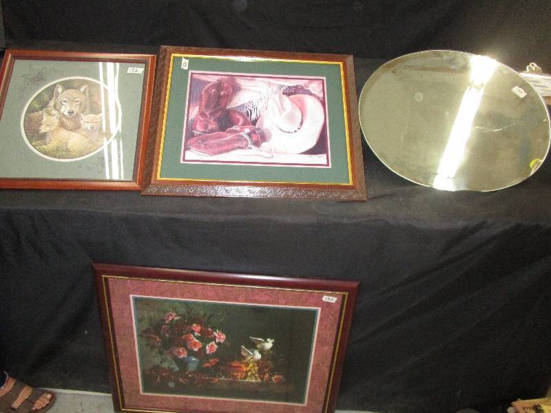 lot 134 image: 3 Pictures and Mirror with Pheasent