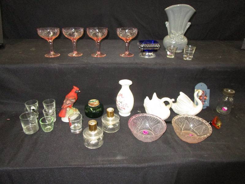 lot 155 image: Various Glassware, Wine Glasses, Shot Glasses, Swans, Etc..