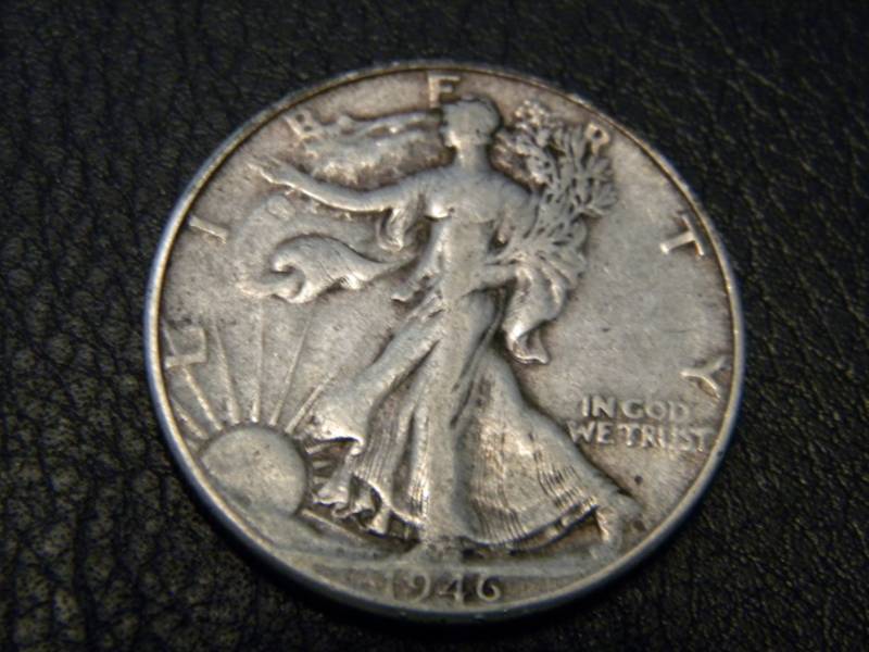 lot 11 image: 1946 D Walking Liberty Silver Half Dollar