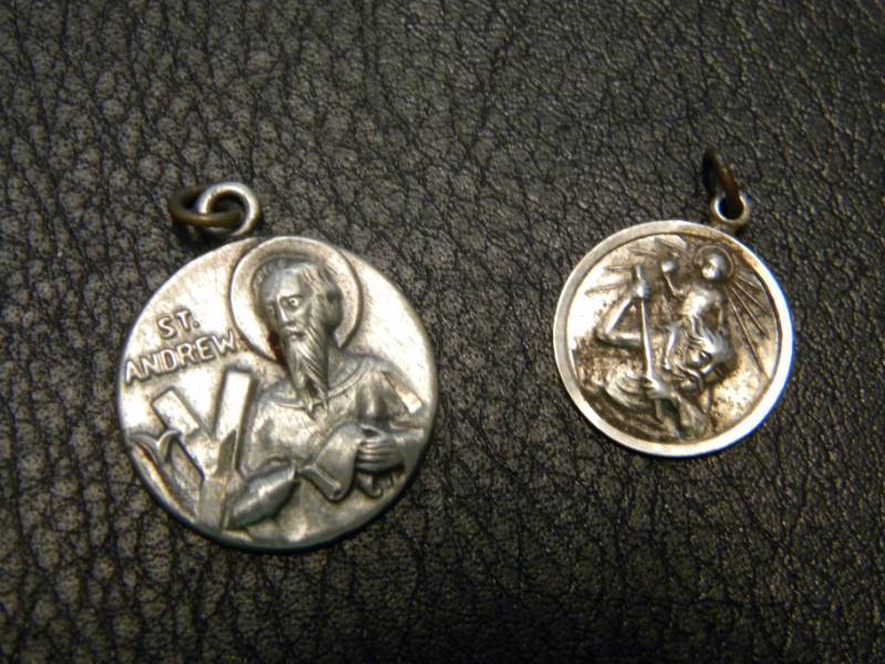 lot 33 image: Sterling Silver St. Andrew & St. Christopher Pendants