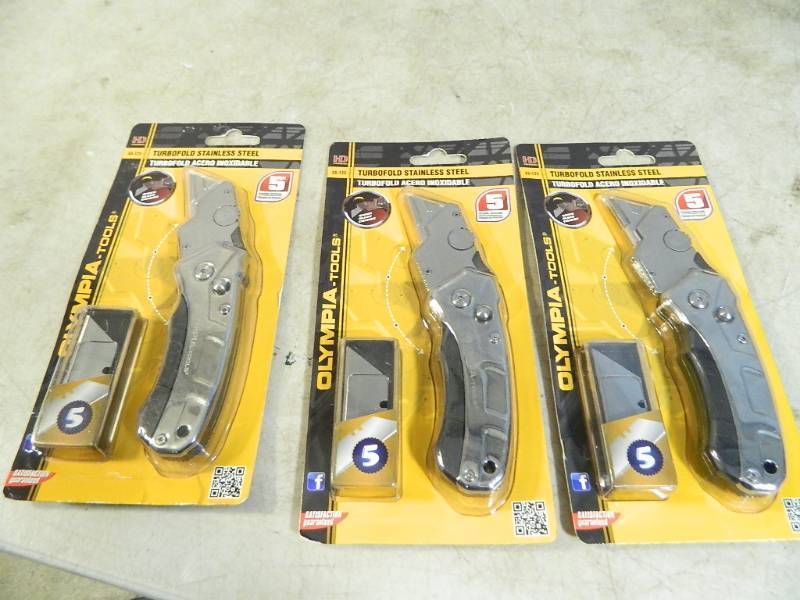 3 New TurboFold Stainless Steel Utility Knives