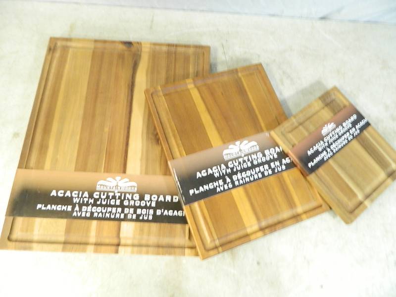 3 New Acacia Wood Cutting Boards