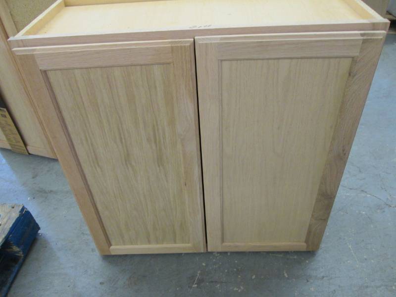 lot 56 image: 30x30x12 Oak Wall Cabinet with shel...