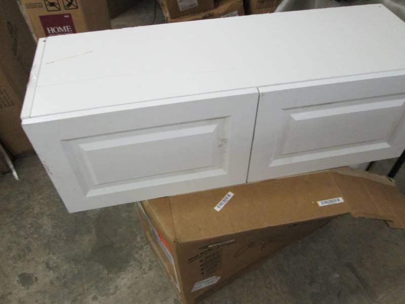 lot 228 image: Hampton Bay  Wall Cabinet,scored on...